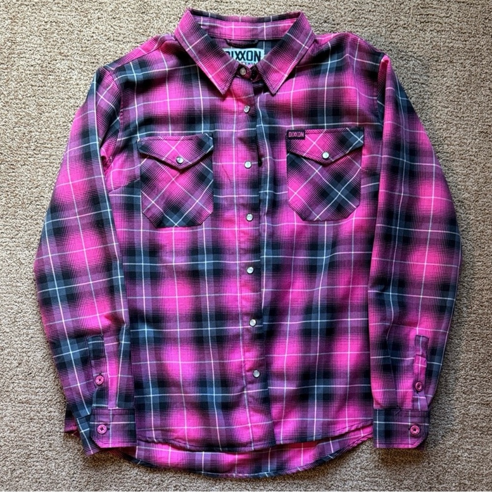 DIXXON Pink and Black Plaid Shirt